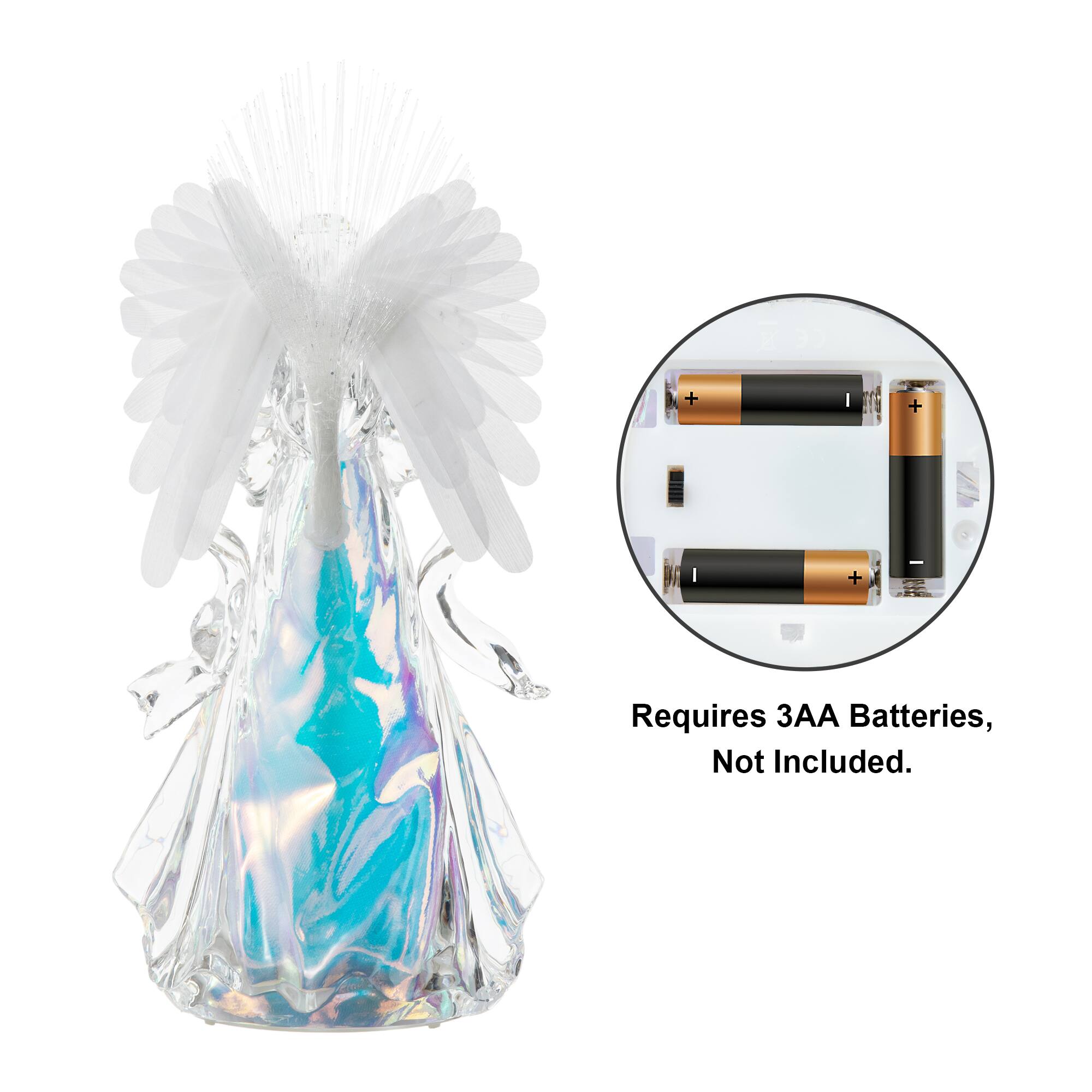 Glitzhome® 12" Acrylic Lighted Tabletop Angel Figurine